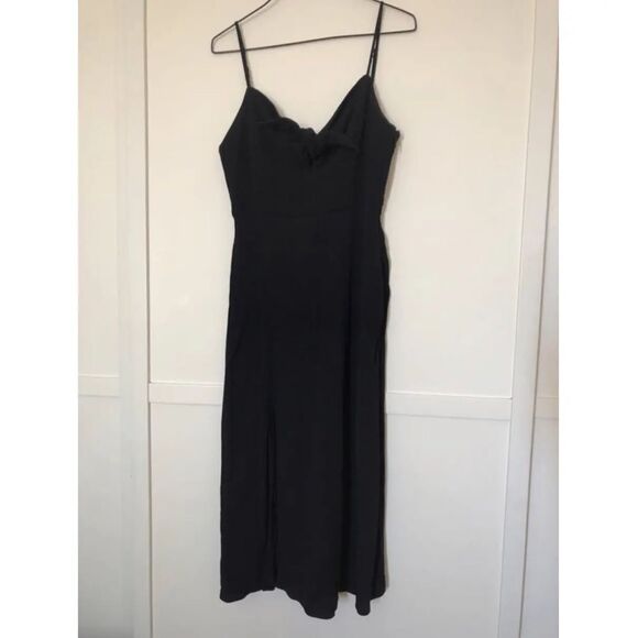 & Other Stories Sleeveless A-Line Midi Black Dress w Adjustable Straps Size 6 - Picture 1 of 6